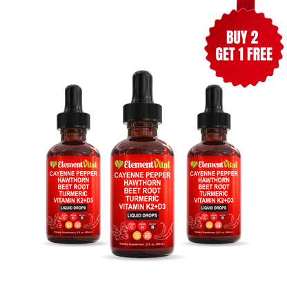 Buy 2 Get 1 Free Element Vital Cayenne Pepper liquid drops with a promotional badge